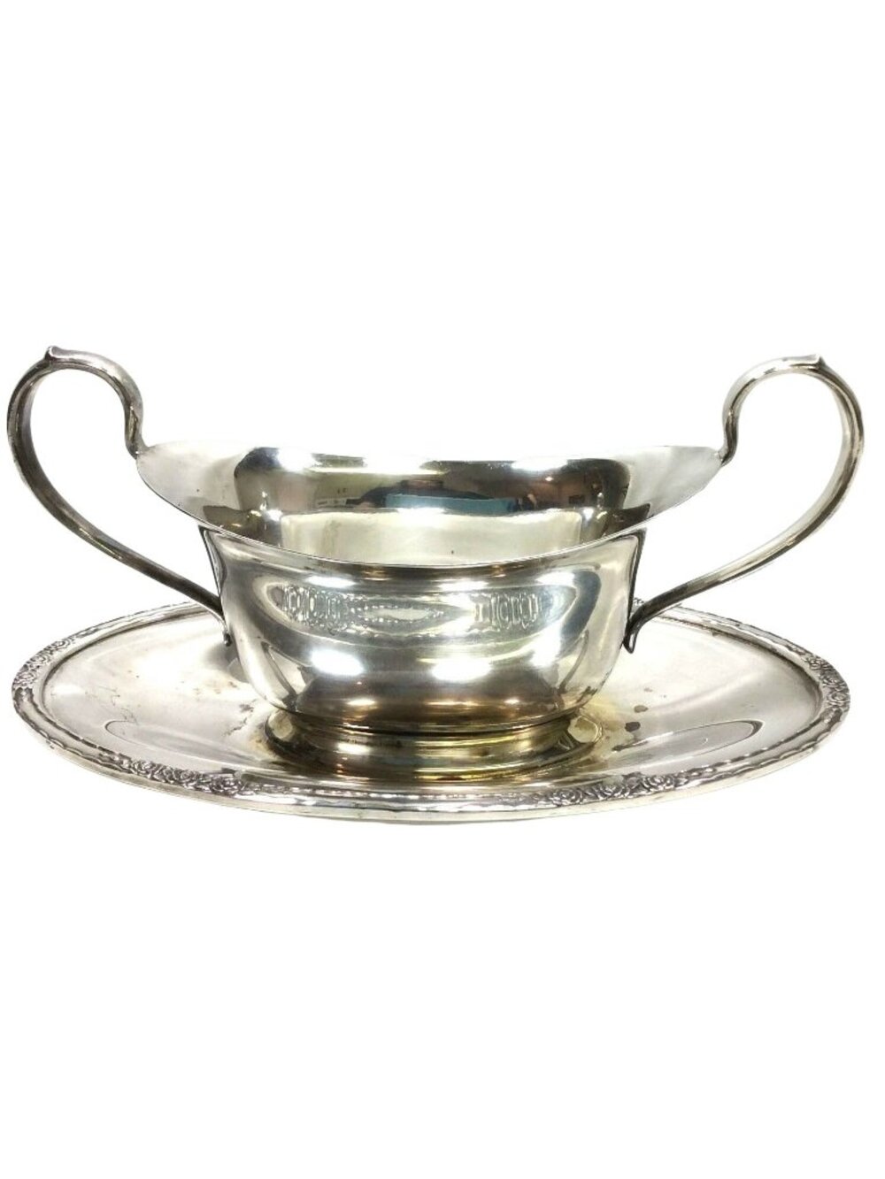 International Silver Camille Silverplate Gravy Boat Attached Underplate Vintage
